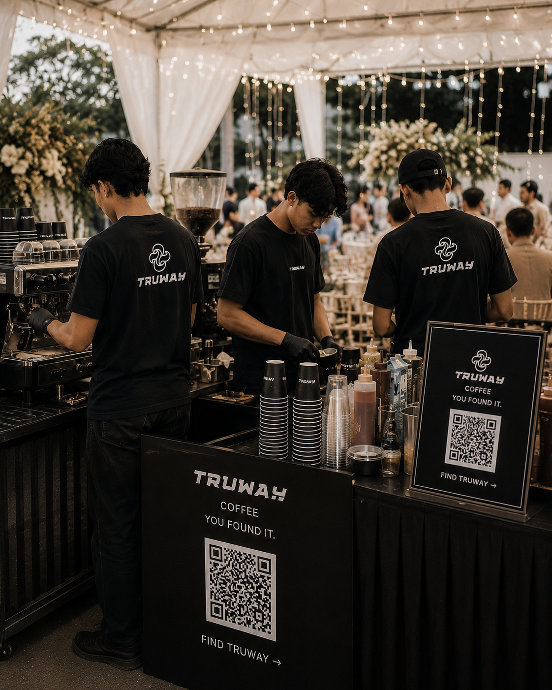 TRUWAY Coffee baristas serving at a wedding event