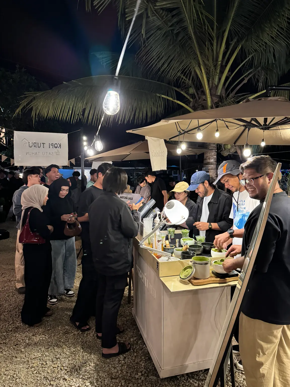 The busy atmosphere at the bar